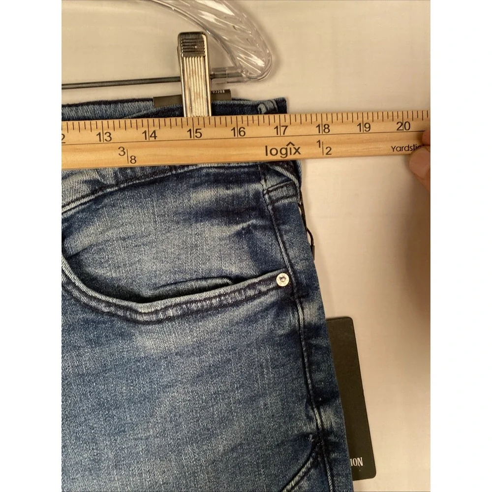 True Religion 33x32 Men's Rocco Moto Relaxed Skinny Denim Jeans Ribbed‎ NWT